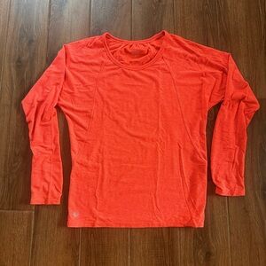 Athleta Orange Lightweight Striped Women’s Long Sleeve Crew Neck Size M